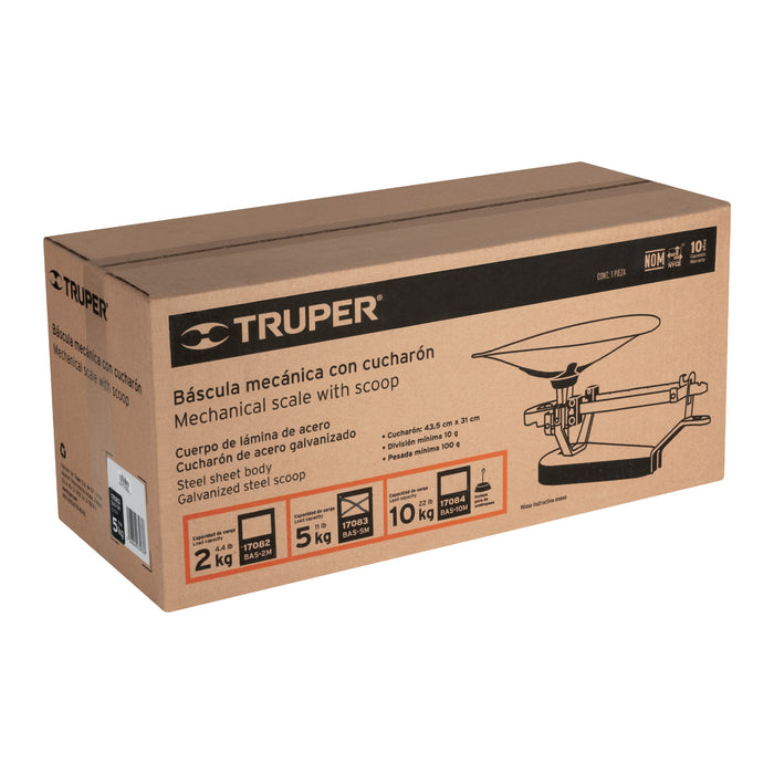 Báscula capacidad 5 kg mecánica con cucharón, Truper 17083 BAS-5M