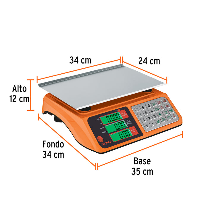 Báscula electrónica multifunciones 40 kg USB, Truper 103131 BASE-40U