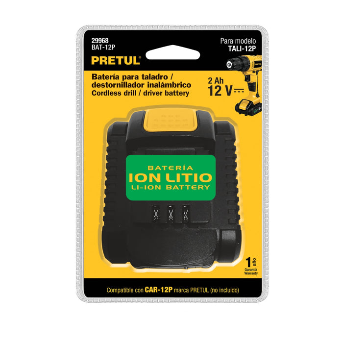Bateria ión litio, 12 V para taladro TALI-12P, Pretul 29968 BAT-12P
