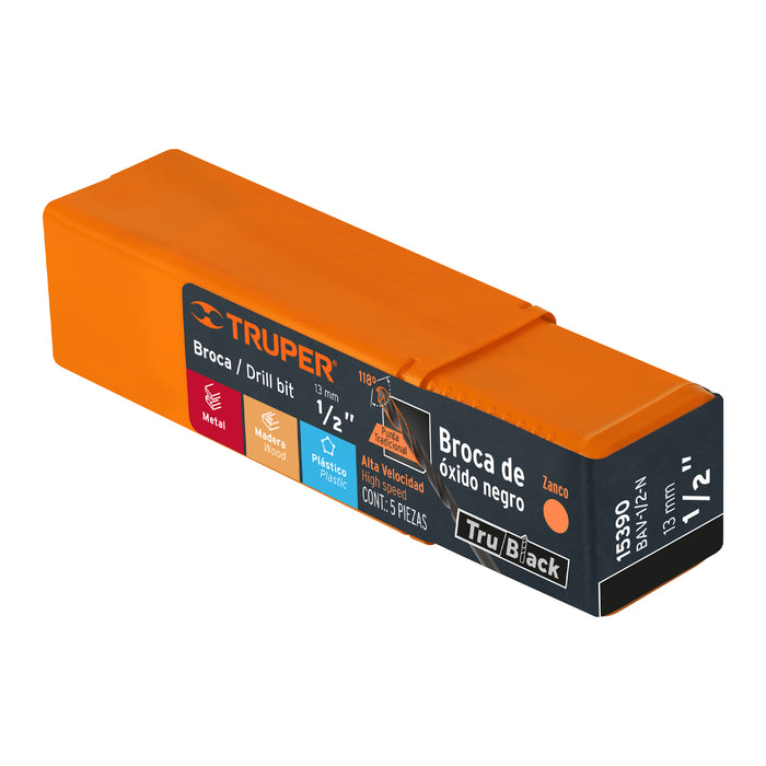 Broca HSS 1/2' Trublack para metal, Truper Código: 15390