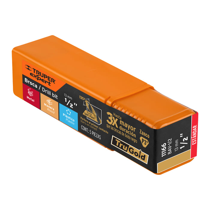 Broca HSS 1' Trugold para metal, Truper Expert 11176 BAV-1