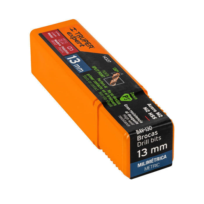 Broca HSS 13.0 mm Trugold para metal, Truper Expert 14337 BAV-130