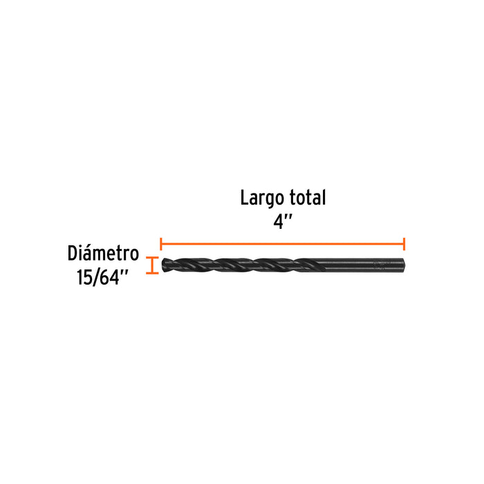 Broca HSS 15/64' Trublack para metal, Truper Código: 15089