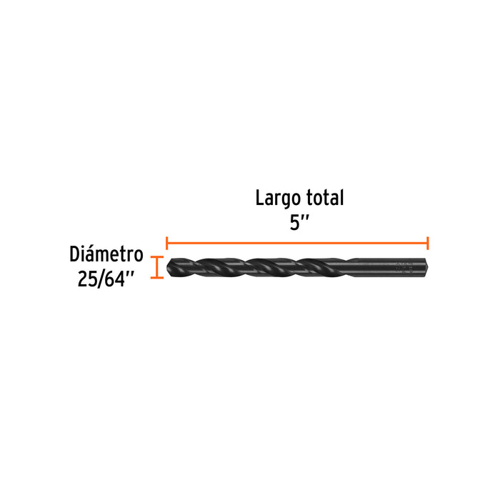Broca HSS 25/64' Trublack para metal, Truper Código: 15338
