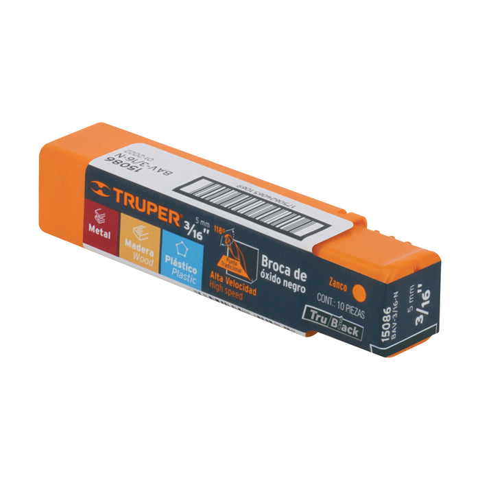 Broca HSS 3/16' Trublack para metal, Truper Código: 15086