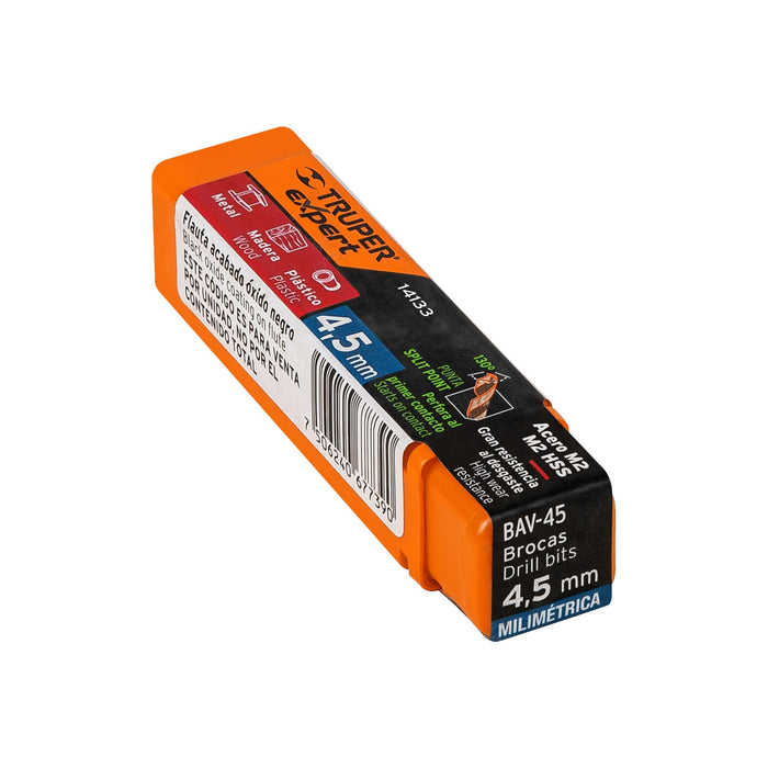 Broca HSS 4.5 mm Trugold para metal, Truper Expert 14133 BAV-45