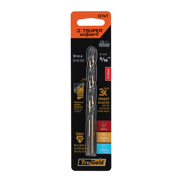 Broca HSS 5/16' Trugold para metal en blíster, Expert 12747