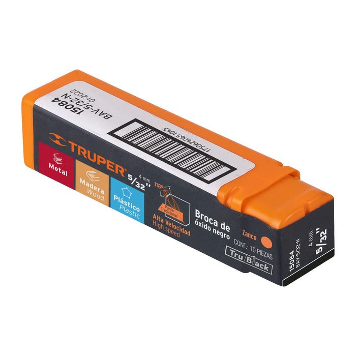 Broca HSS 5/32' Trublack para metal, Truper Código: 15084