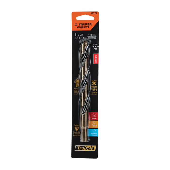 Broca HSS 5/8' Trugold para metal en blíster, Expert 12751