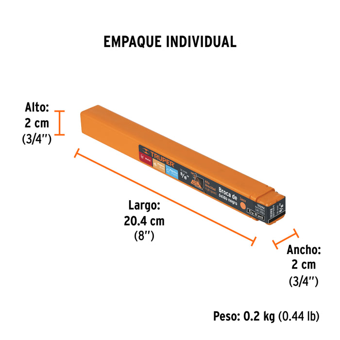 Broca HSS 5/8' Trublack para metal, Truper Código: 15392