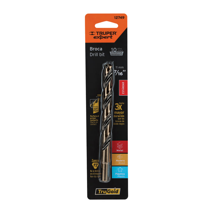 Broca HSS 7/16' Trugold para metal en blíster, Expert 12749