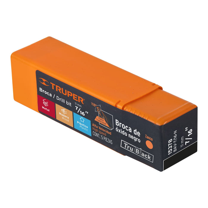 Broca HSS 7/16' Trublack para metal, Truper Código: 15378