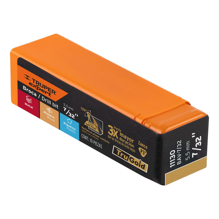 Broca HSS 7/32' Trugold para metal, Truper Expert 11130
