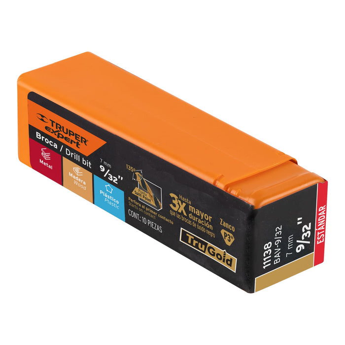 Broca HSS 9/32' Trugold para metal, Truper Expert 11138