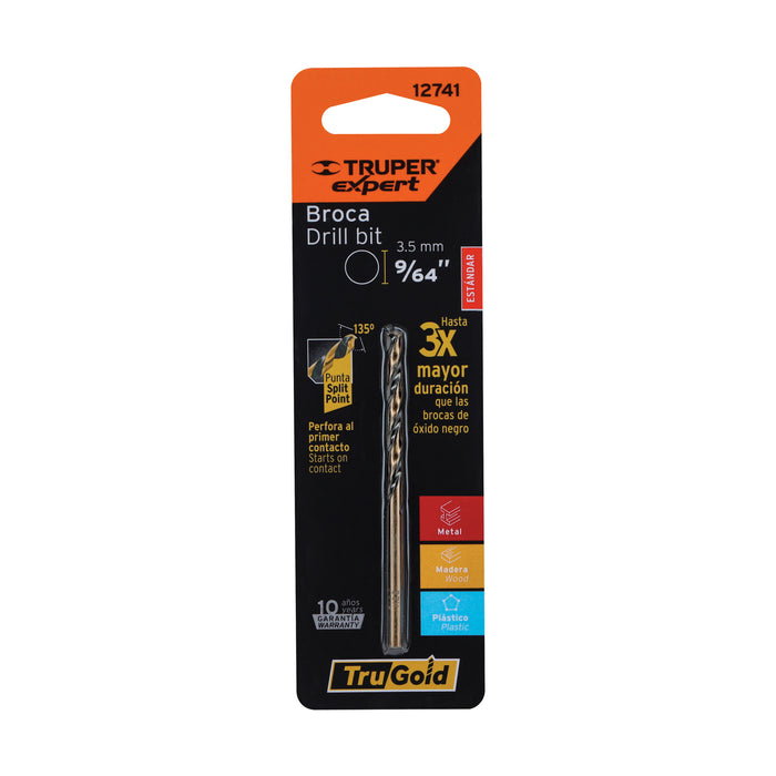 Broca HSS 9/64' Trugold para metal en blíster, Expert 12741