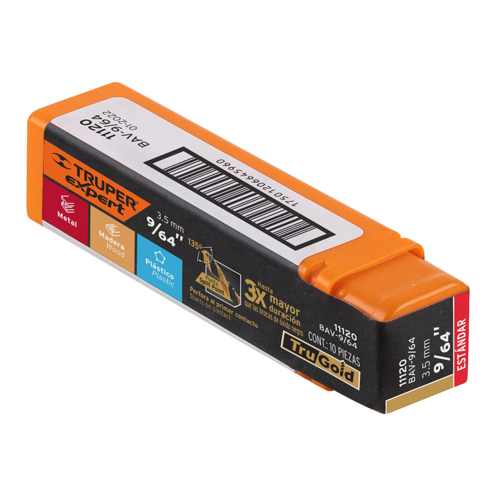 Broca HSS 9/64' Trugold para metal, Truper Expert 11120