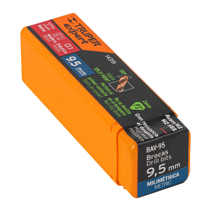 Broca HSS 9.5 mm Trugold para metal, Truper Expert 14319 BAV-95