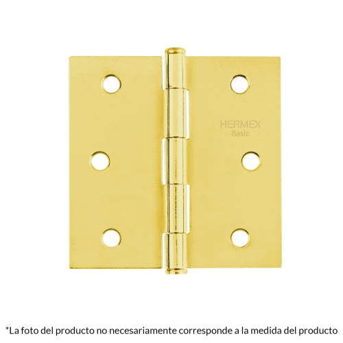 Bisagra cuadrada 3-1/2',latonado, cabeza plana, Hermex Basic 23685 BC-351PP