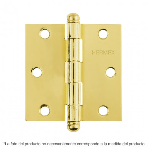 Bisagra cuadrada 3-1/2', latonado, cabeza redonda, Hermex 43233 BC-351R