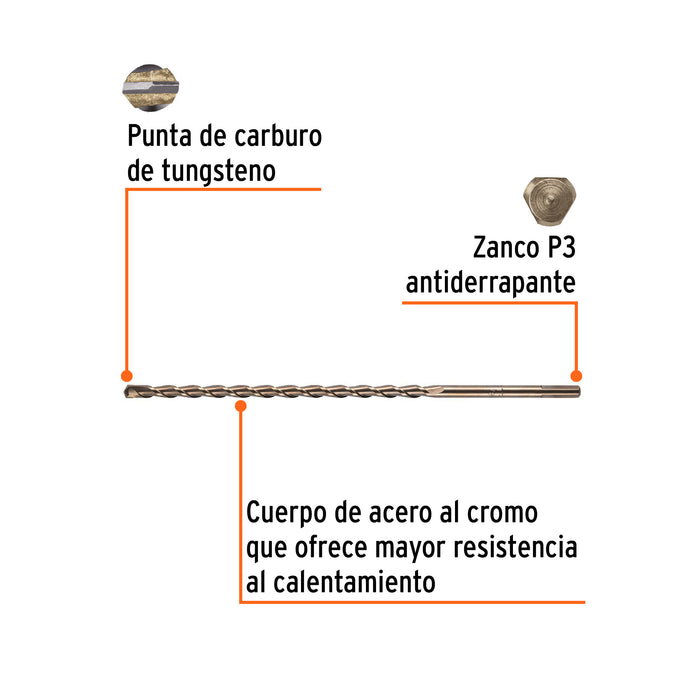 Broca para concreto de 3/8 x 12', Truper Código: 11227