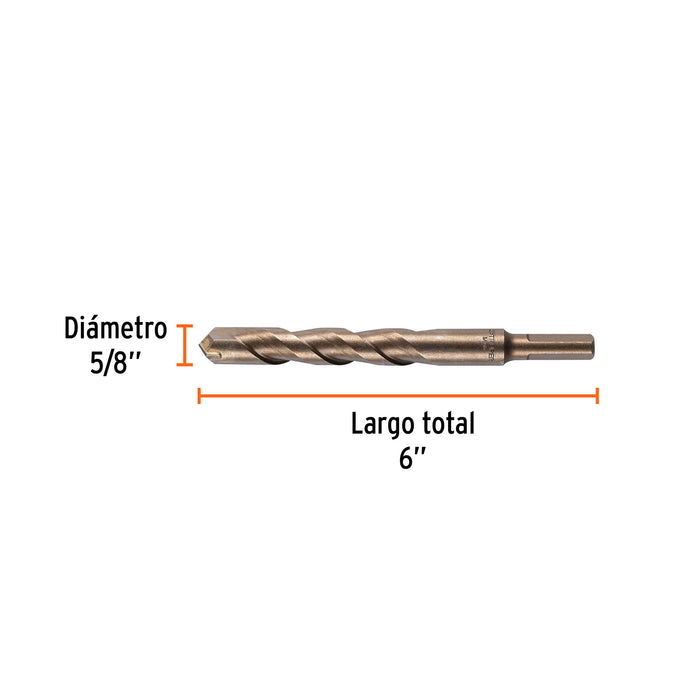 Broca para concreto de 5/8 x 6', Truper Código: 11236
