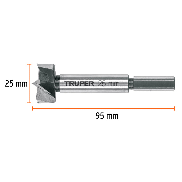 Broca forstner 25 mm para madera, Truper 102370 BFM-25