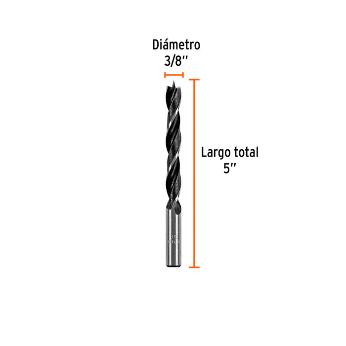 Broca con punta centradora para madera 3/8', Truper Código: 101694