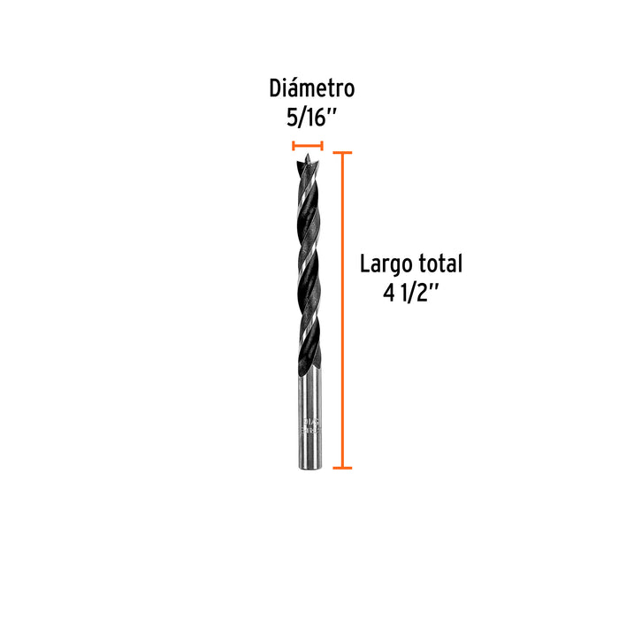 Broca con punta centradora para madera 5/16', Truper Código: 101693