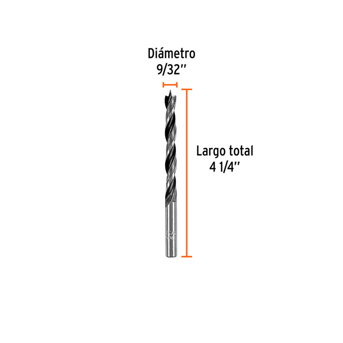 Broca con punta centradora para madera 9/32', Truper Código: 101692