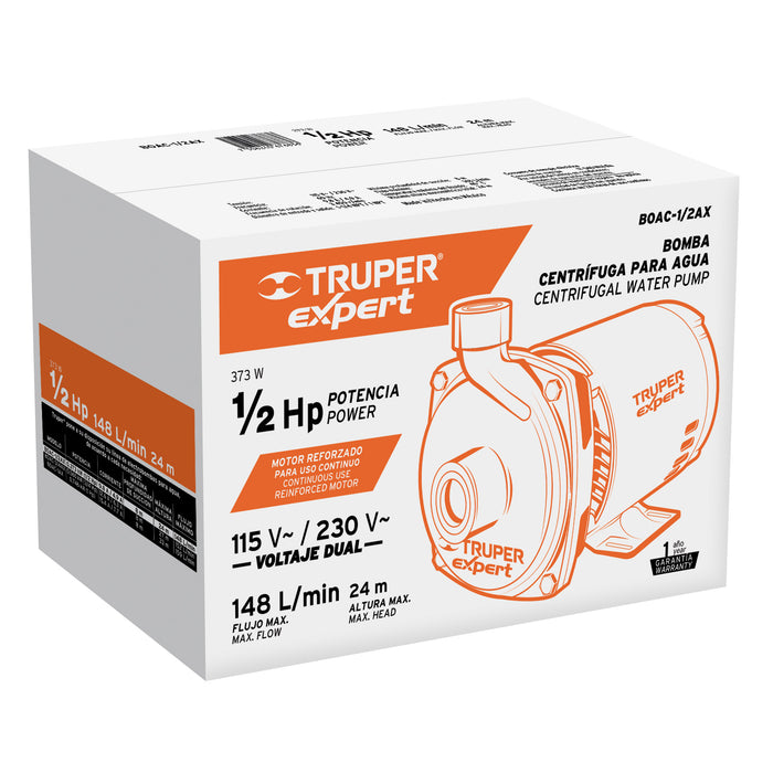 Bomba centrífuga para agua, 1/2 HP, Truper Expert 100431