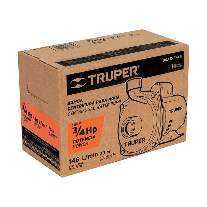 Bomba centrífuga para agua, 3/4 HP, Truper Código: 100389