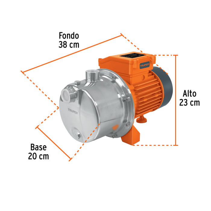 Bomba eléctrica tipo jet para agua,acero inoxidable,1-1/2 HP Código: 101102