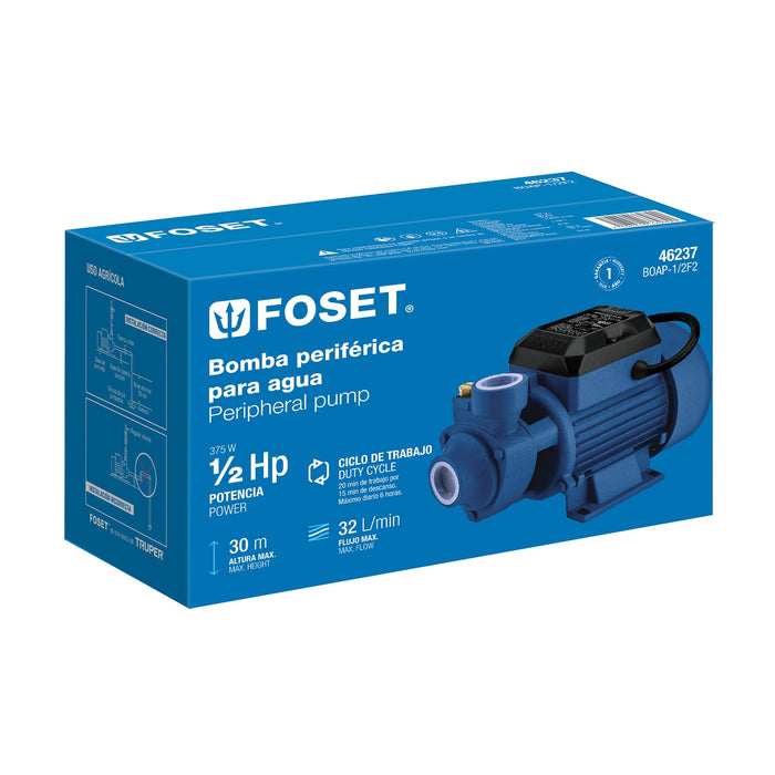 Bomba periférica 1/2 HP, altura máxima 30 m, Foset 46237
