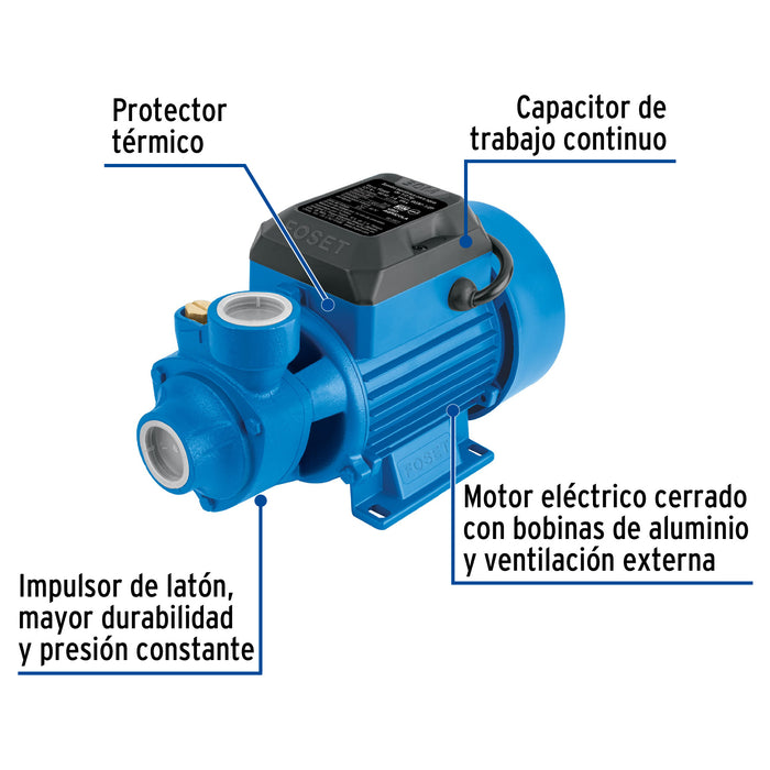 Bomba periférica 1/2 HP, altura máxima 30 m, Foset 46237