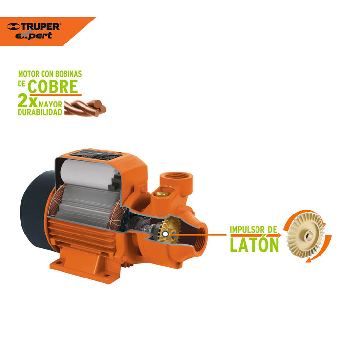Bomba periférica 1 HP, altura máxima 70 m, Truper Expert 10070 BOAP-1