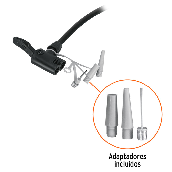 Bomba manual para inflar, 100 PSI, Truper 14863 BOM-TR