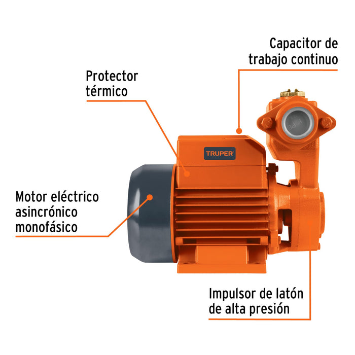 Bomba periférica autocebante 1/2 HP, Truper Código: 12780