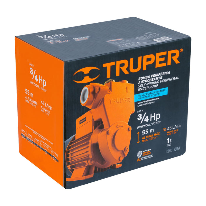 Bomba periférica autocebante 3/4 HP, Truper Código: 12781