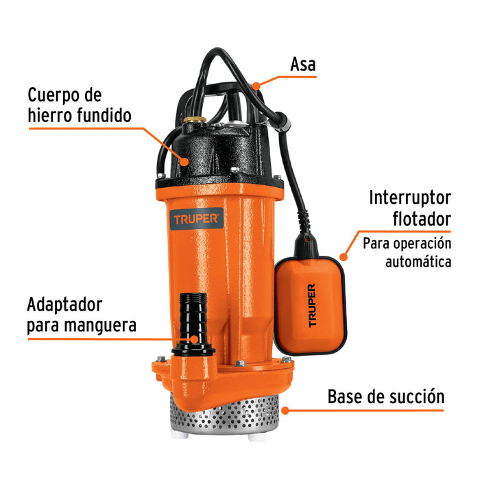 Bomba sumergible de hierro fundido para agua limpia 1/2 HP Código: 100169