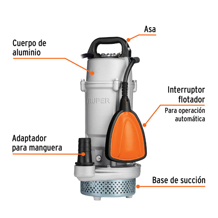 Bomba sumergible metálica para agua limpia uso rudo 1/2 HP Código: 15001
