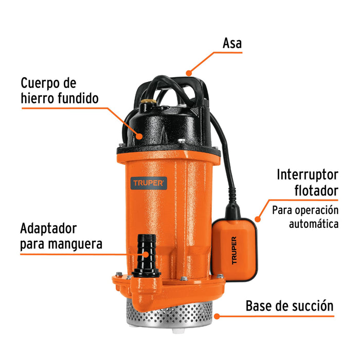 Bomba sumergible de hierro fundido para agua limpia 1 HP 100171 BOS-1LH