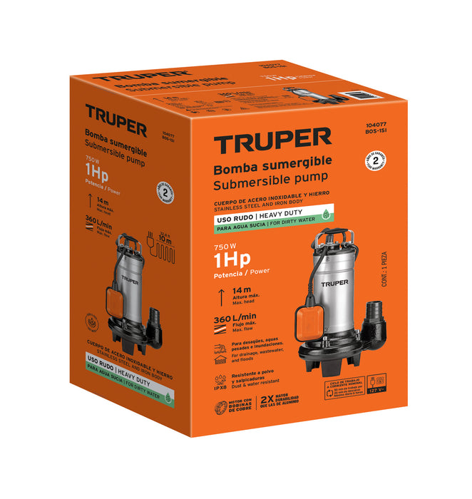 Bomba sumergible para agua sucia, 1 HP 104077 (BOS-1SI)