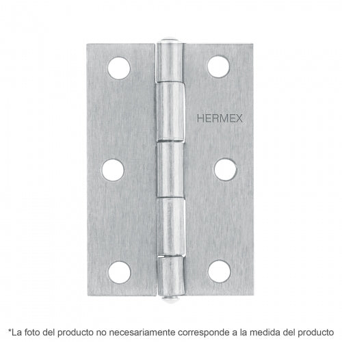 Bisagra rectangular 1-1/2' acero pulido, Hermex 43186 BR-150
