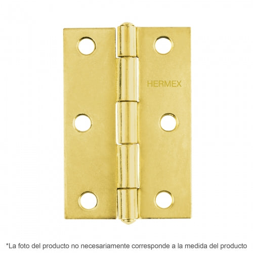 Bisagra rectangular 2' acero latonado, Hermex 43194 BR-201