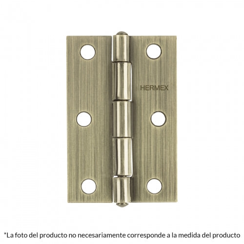 Bisagra rectangular 2-1/2' latón antiguo, Hermex 46912 BR-252