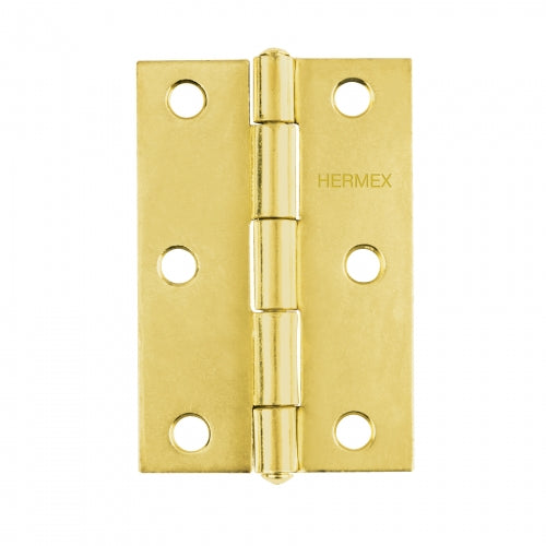 Bisagra rectangular 3' acero latonado, Hermex 43196 BR-301