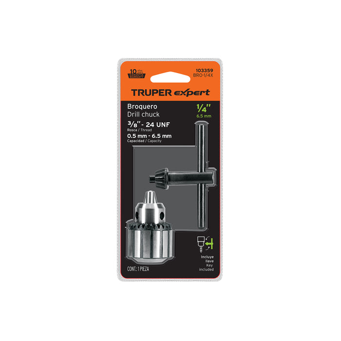 Broquero uso rudo con llave, 1/4', Truper Expert 103359