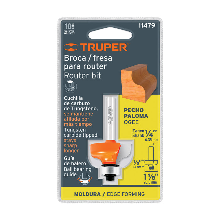 Broca para router, pecho paloma, 1-1/8' con balero, Truper Código: 11479