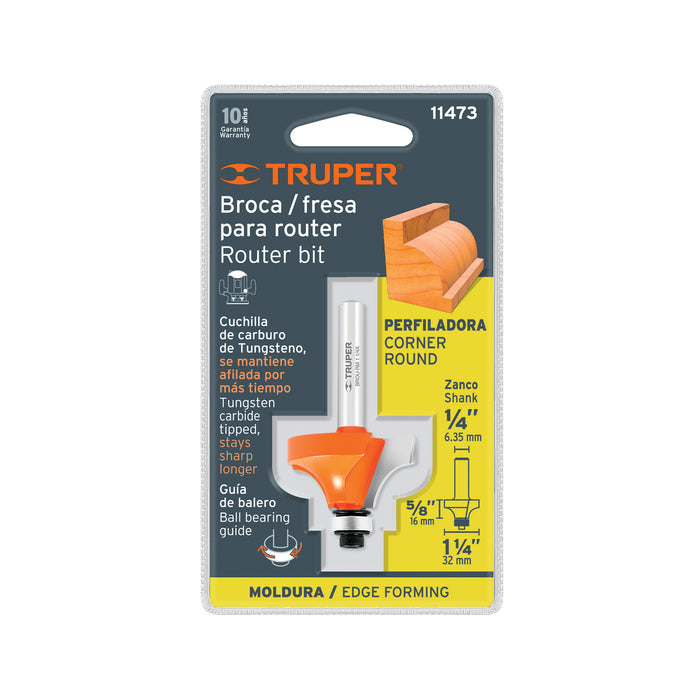 Broca para router, redondeado con moldura, 1-1/4' con balero Código: 11473