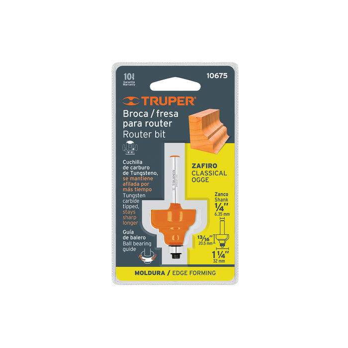 Broca para router, zafiro, 1-1/4', con balero, Truper Código: 10675